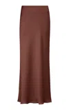 Lela Rose Plisse-chiffon Maxi Skirt In Brown