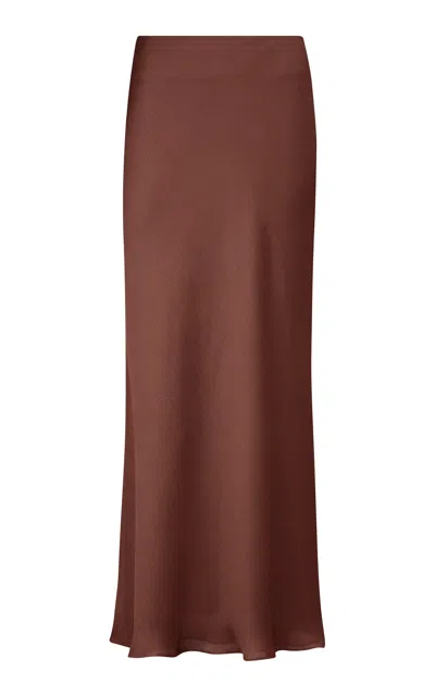 Lela Rose Plisse-chiffon Maxi Skirt In Brown