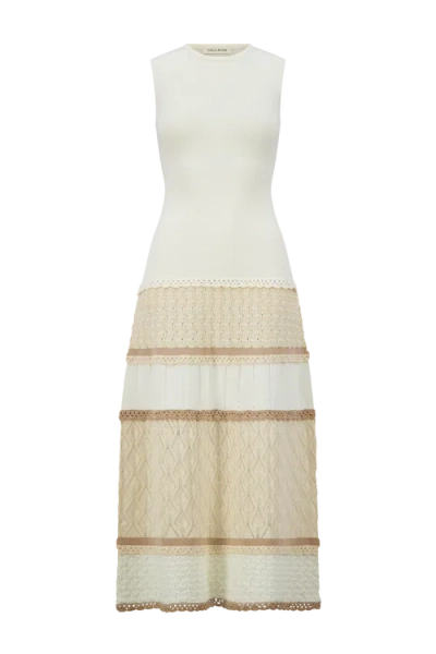 Lela Rose Pointelle Knit Dress In Neutral