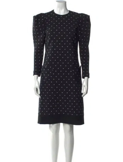Pre-owned Lela Rose Polka Dot Print Knee-length Dress In Black