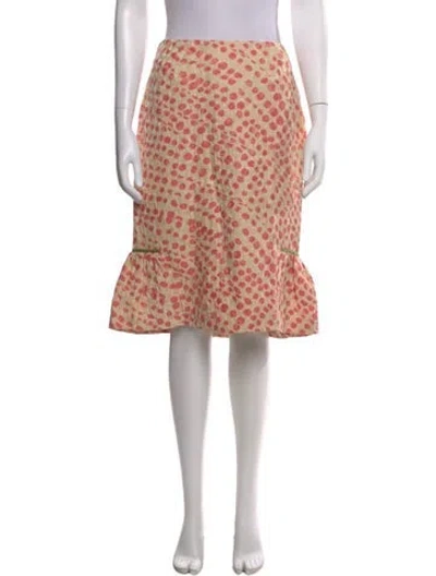 Pre-owned Lela Rose Polka Dot Print Midi Length Skirt In Multi