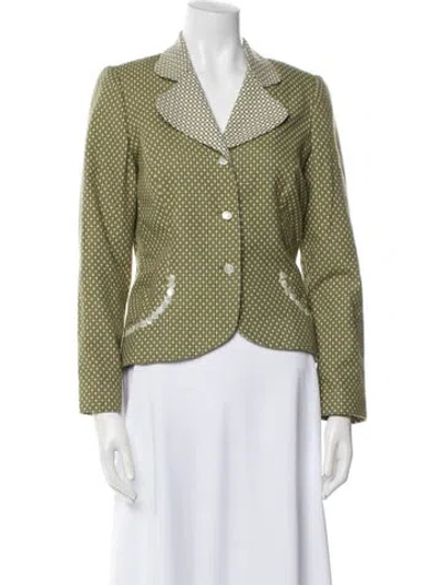 Pre-owned Lela Rose Printed Blazer In Green