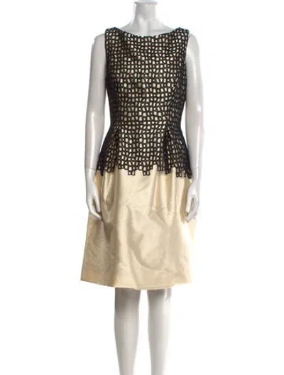 Pre-owned Lela Rose Printed Knee-length Dress