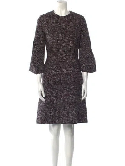 Pre-owned Lela Rose Printed Knee-length Dress In Black