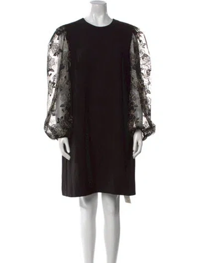 Pre-owned Lela Rose Printed Knee-length Dress In Black
