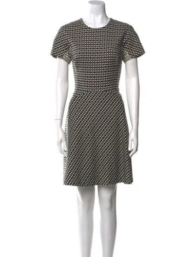 Pre-owned Lela Rose Printed Knee-length Dress In Black