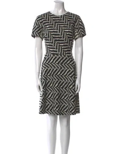 Pre-owned Lela Rose Printed Knee-length Dress In Black