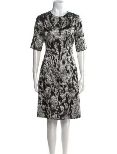 Pre-owned Lela Rose Printed Knee-length Dress In Black