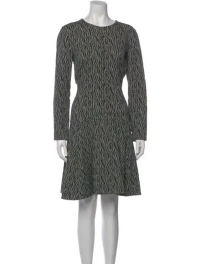 Pre-owned Lela Rose Printed Knee-length Dress In Black
