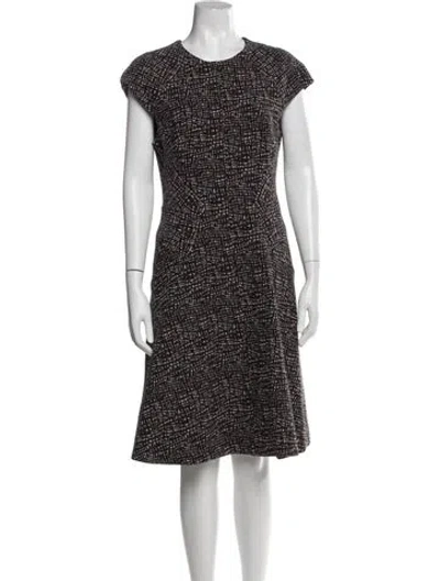 Pre-owned Lela Rose Printed Knee-length Dress In Black