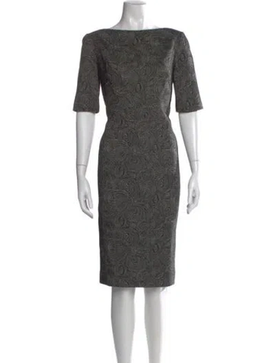 Pre-owned Lela Rose Printed Knee-length Dress In Black
