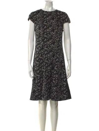 Pre-owned Lela Rose Printed Knee-length Dress In Black