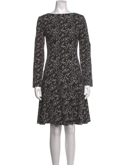 Pre-owned Lela Rose Printed Knee-length Dress In Black