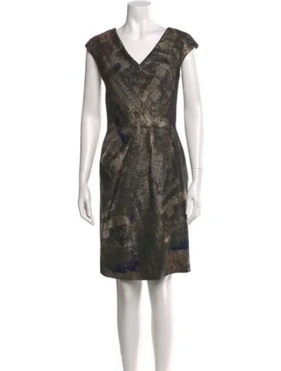 Pre-owned Lela Rose Printed Knee-length Dress In Multi