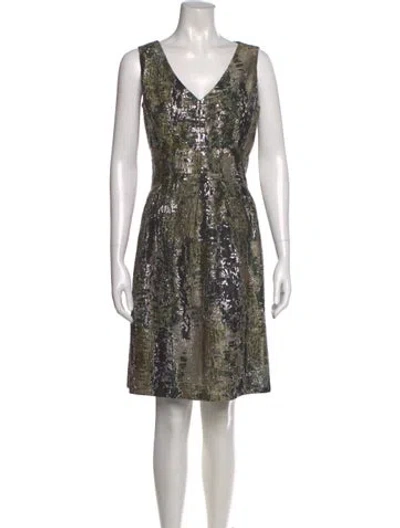 Pre-owned Lela Rose Printed Knee-length Dress In Multi