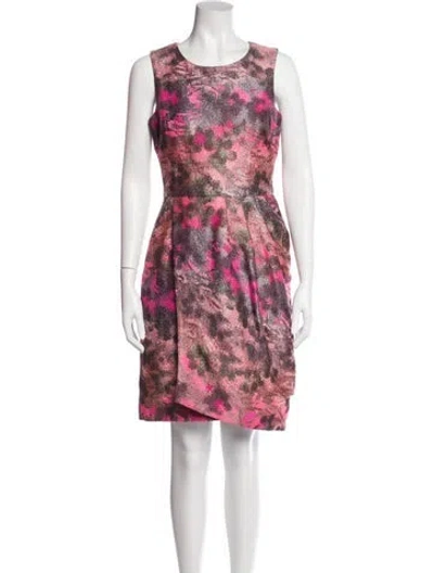 Pre-owned Lela Rose Printed Knee-length Dress In Multi