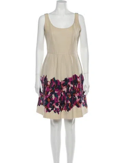 Pre-owned Lela Rose Printed Knee-length Dress In Neutral