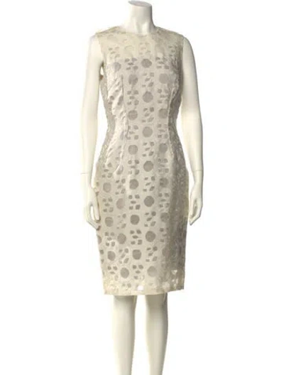 Pre-owned Lela Rose Printed Knee-length Dress In Neutral