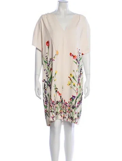 Pre-owned Lela Rose Printed Knee-length Dress In Neutral