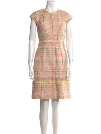 Pre-owned Lela Rose Printed Knee-length Dress In Neutral
