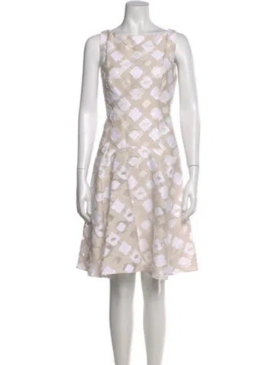 Pre-owned Lela Rose Printed Knee-length Dress In Neutral