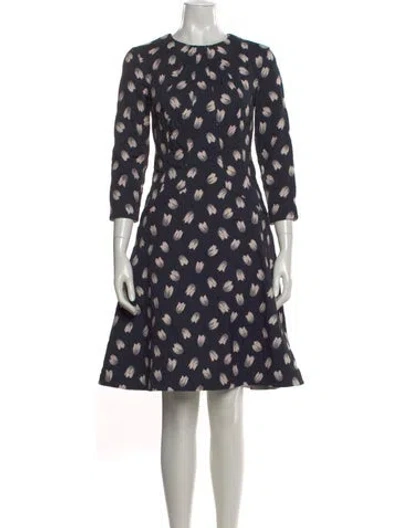 Pre-owned Lela Rose Printed Knee-length Dress In Neutral
