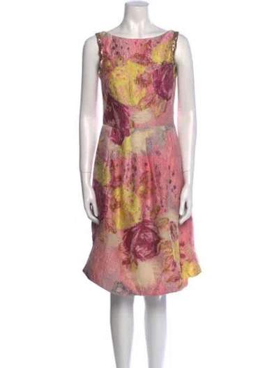 Pre-owned Lela Rose Printed Knee-length Dress In Pink