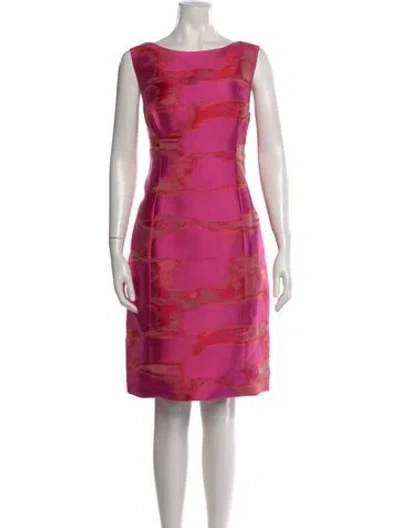 Pre-owned Lela Rose Printed Knee-length Dress In Pink
