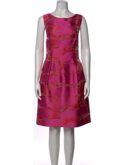 Pre-owned Lela Rose Printed Knee-length Dress In Pink