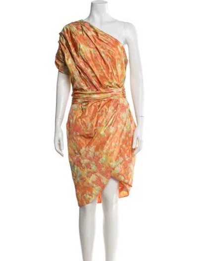 Pre-owned Lela Rose Printed Knee-length Dress W/ Tags In Orange