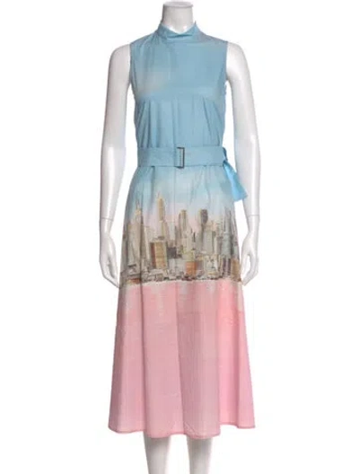 Pre-owned Lela Rose Printed Long Dress In Multi