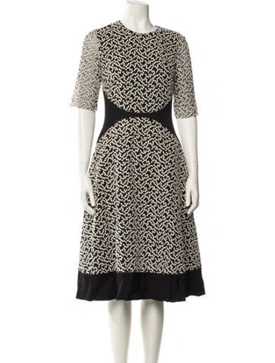 Pre-owned Lela Rose Printed Midi Length Dress