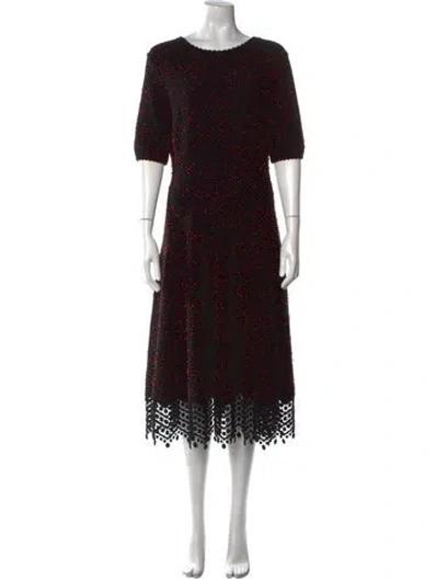 Pre-owned Lela Rose Printed Midi Length Dress In Black