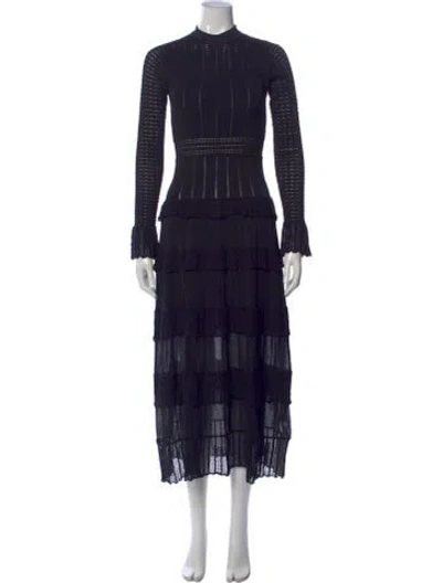 Pre-owned Lela Rose Printed Midi Length Dress In Blue