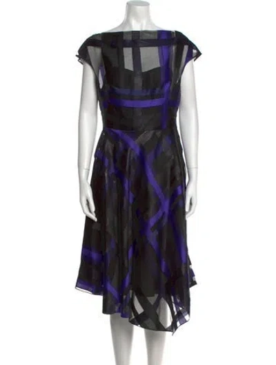 Pre-owned Lela Rose Printed Midi Length Dress In Multi