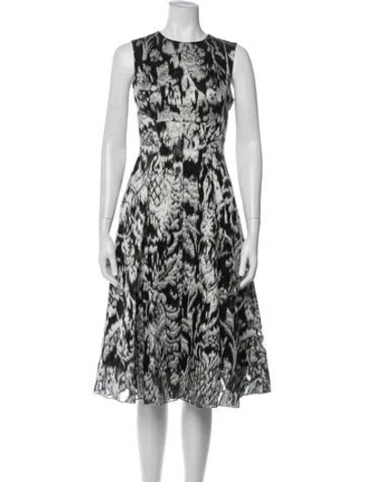 Pre-owned Lela Rose Printed Midi Length Dress In Multi