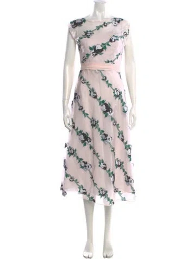 Pre-owned Lela Rose Printed Midi Length Dress In Pink