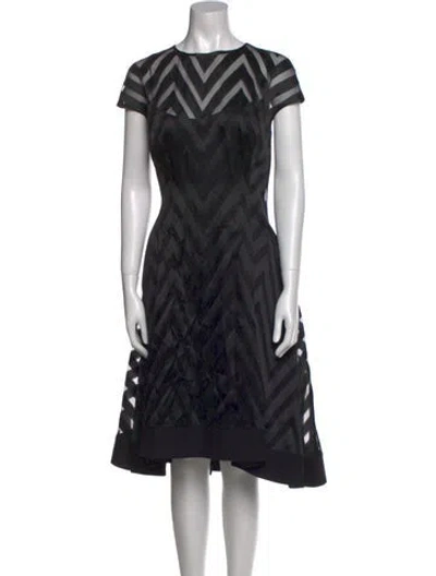 Pre-owned Lela Rose Printed Midi Length Dress W/ Tags In Black