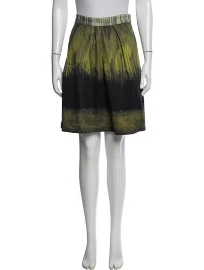 Pre-owned Lela Rose Printed Midi Length Skirt In Green