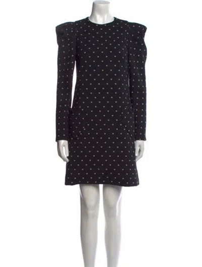 Pre-owned Lela Rose Printed Mini Dress In Black