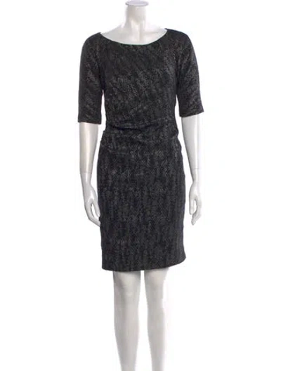 Pre-owned Lela Rose Printed Mini Dress In Black