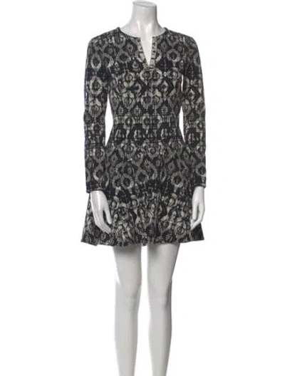 Pre-owned Lela Rose Printed Mini Dress In Black