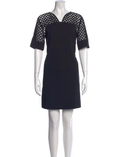 Pre-owned Lela Rose Printed Mini Dress In Black