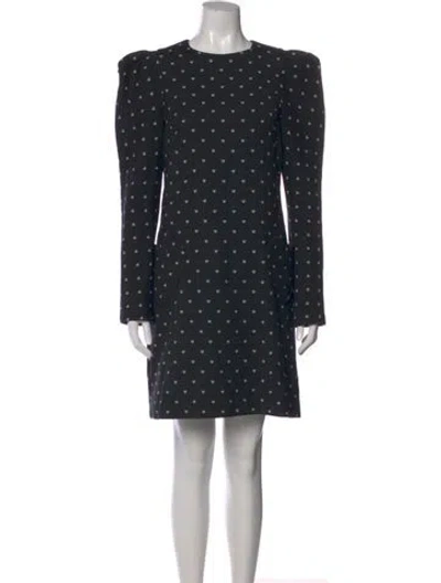 Pre-owned Lela Rose Printed Mini Dress In Black