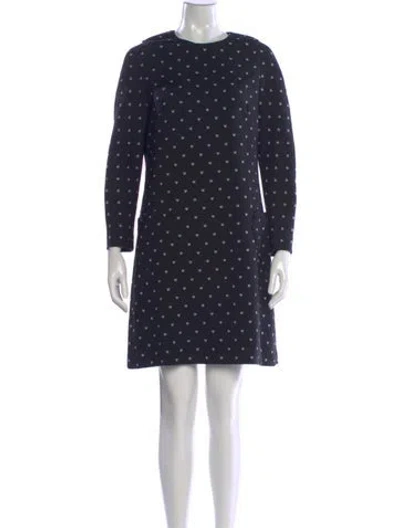 Pre-owned Lela Rose Printed Mini Dress In Blue