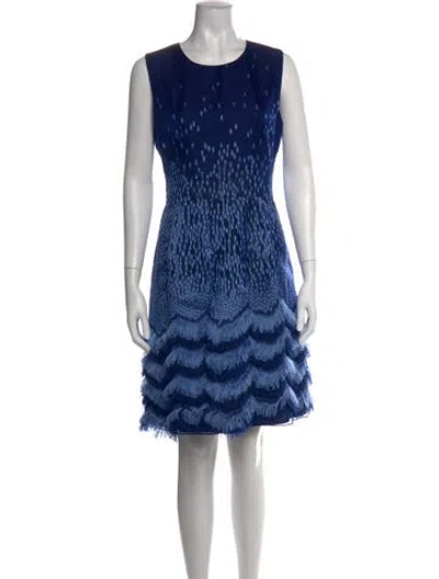 Pre-owned Lela Rose Printed Mini Dress In Blue