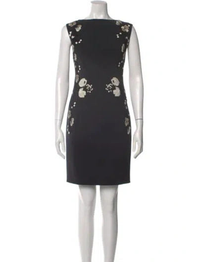 Pre-owned Lela Rose Printed Mini Dress In Gray