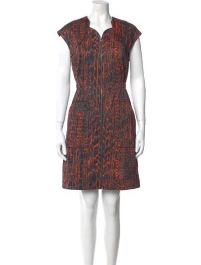Pre-owned Lela Rose Printed Mini Dress In Gray