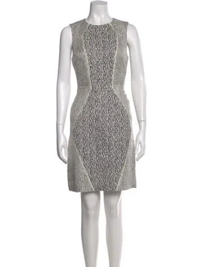 Pre-owned Lela Rose Printed Mini Dress In Gray