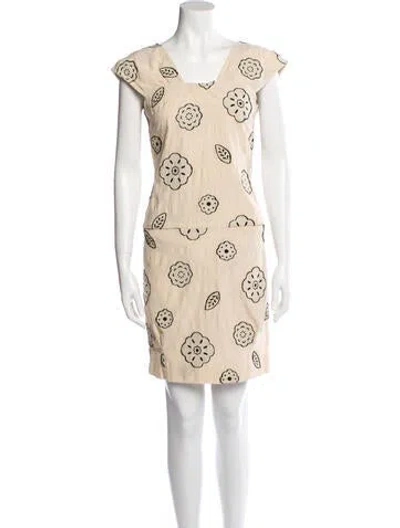 Pre-owned Lela Rose Printed Mini Dress In Neutral